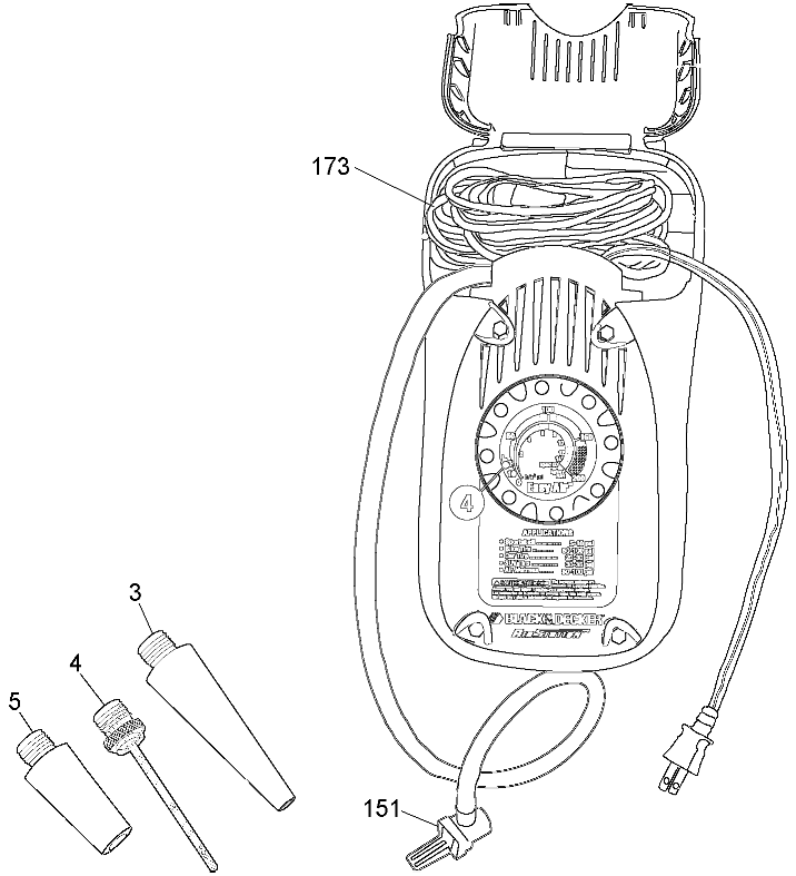 Default Diagram and Parts List for ASI300-AR Type 1 Black and Decker Compressor